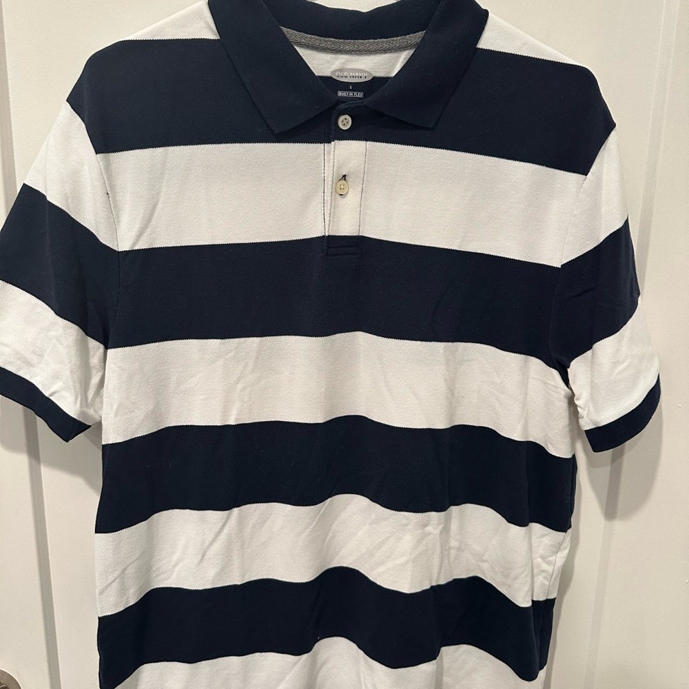 Old Navy Men's Polo - Black and White Stripes